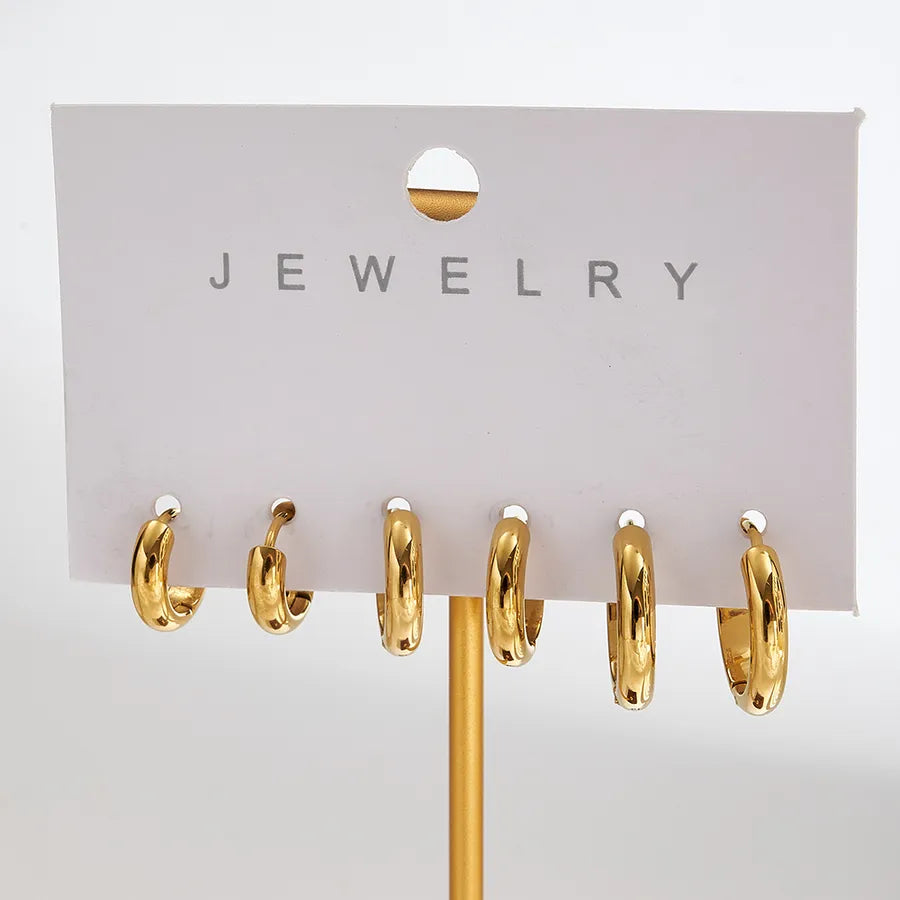 18K Gold Plated Stainless Steel Hoop Earrings