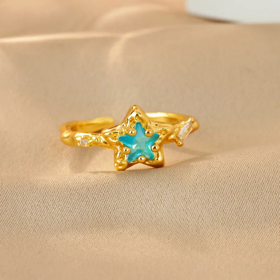 Gold Plated Cross & Star Ring for Women