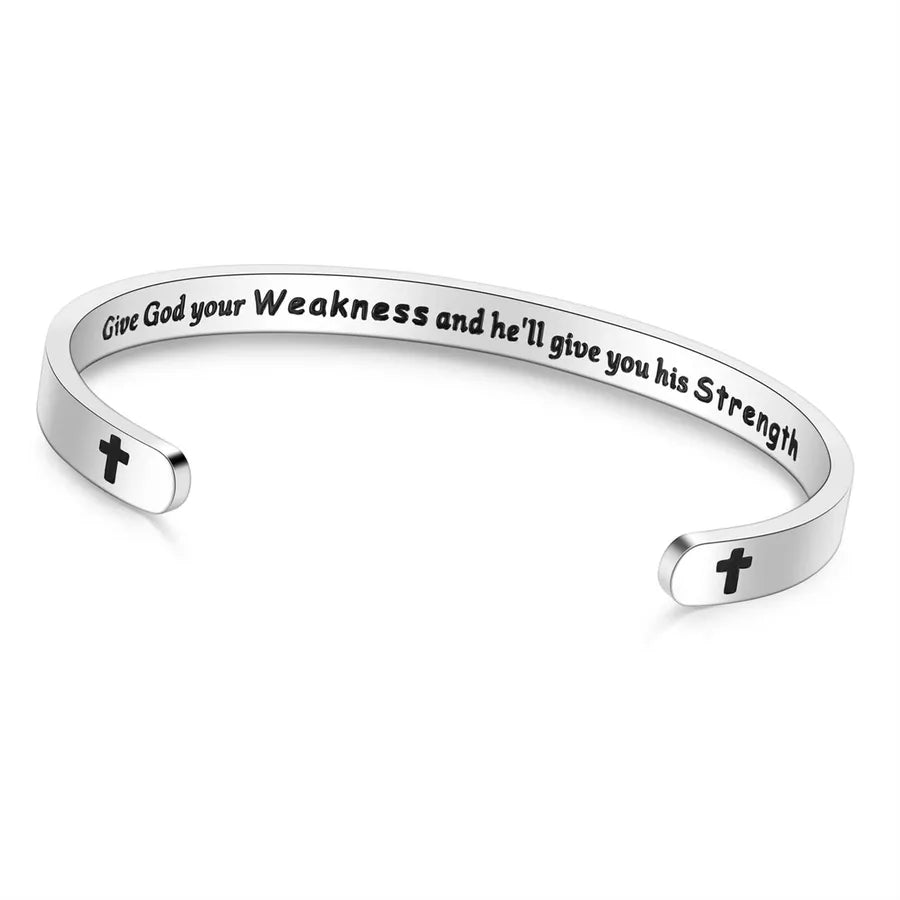 Retro Heart Stainless Steel Bangle 17- Christian Gifts - Give God Your W
