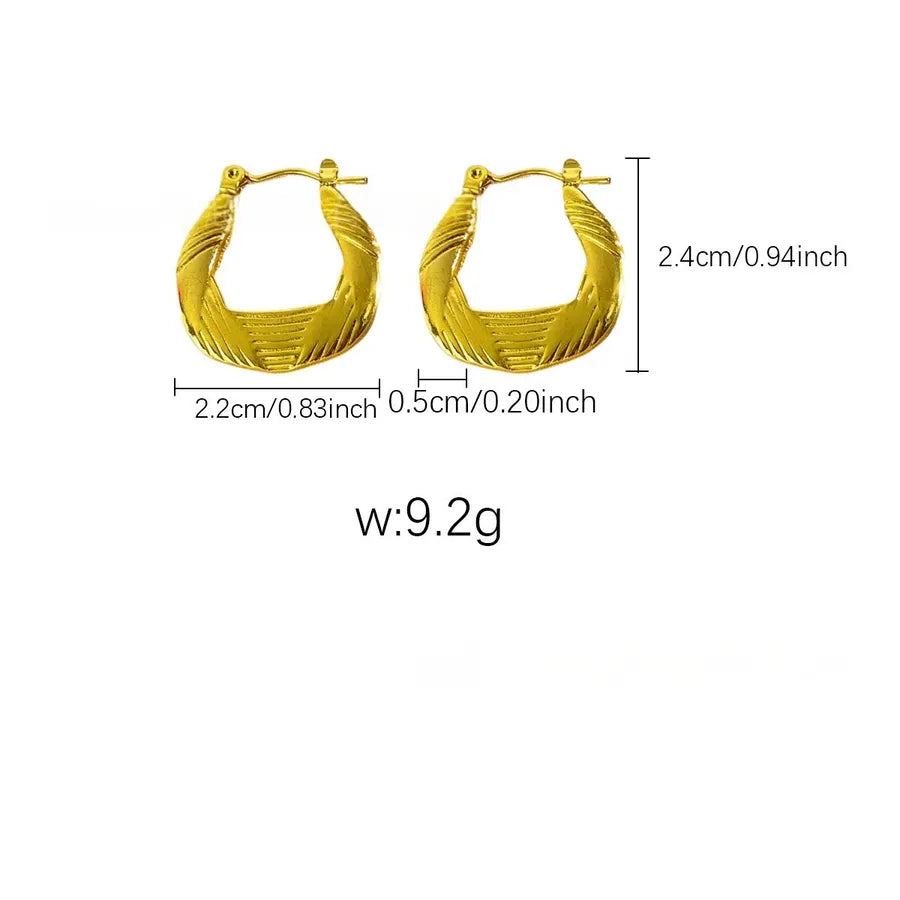 Elegant Gold Titanium Steel Hoop Earrings