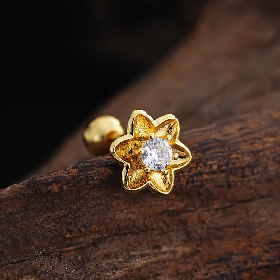 Stainless Steel Zirconia Stud Earrings 3448 Gold Ear Studs