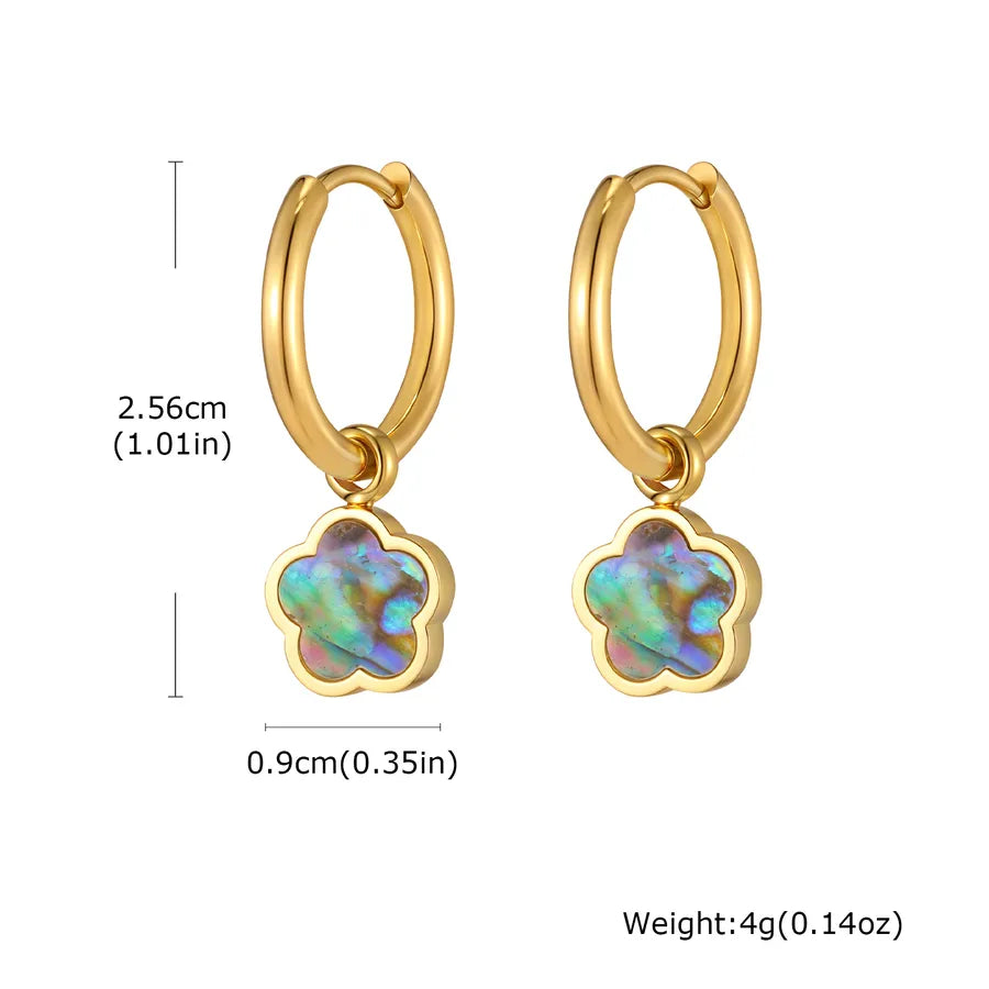 Gold Plated Abalone Flower Earrings Gold