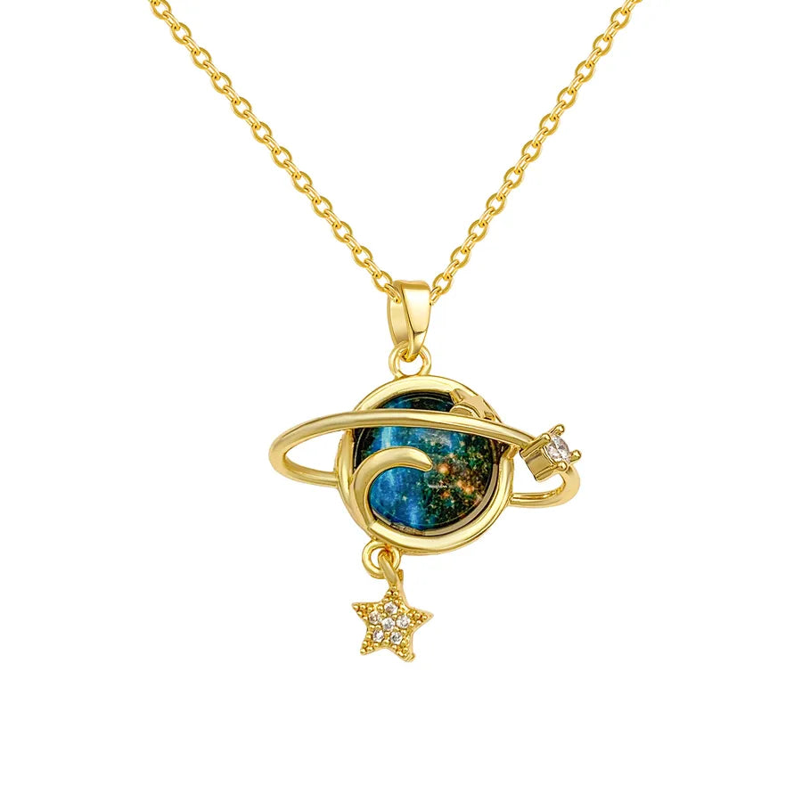Starry Sky Planet Zircon Pendant Necklace
