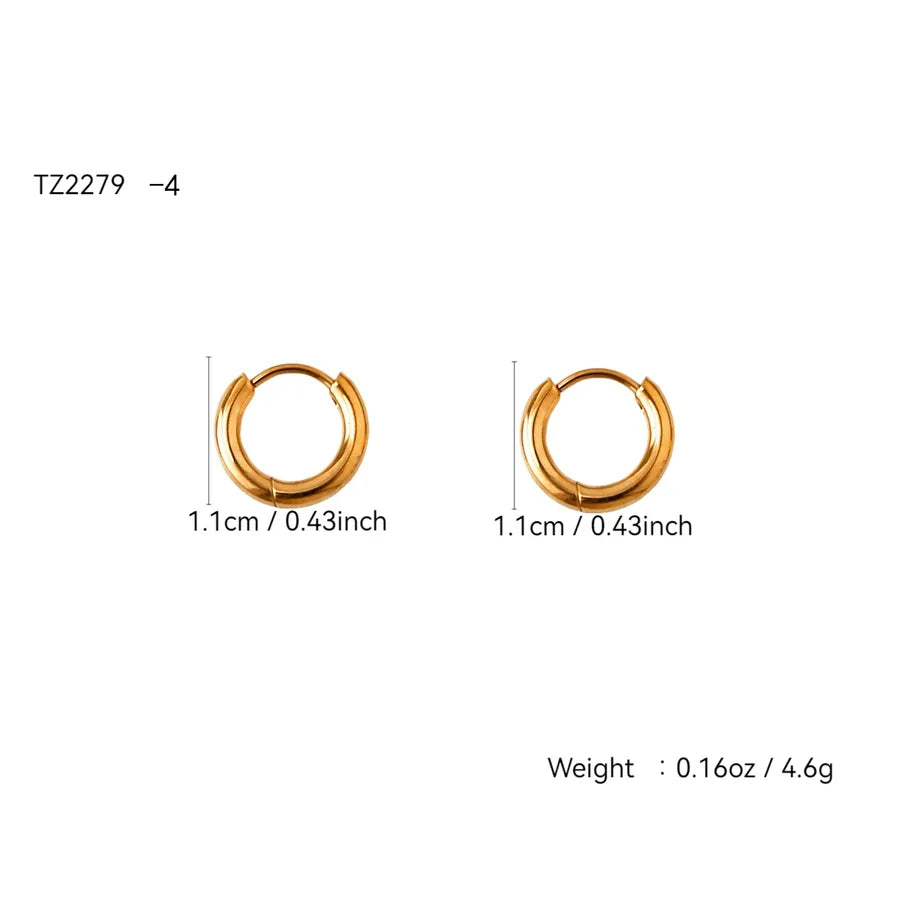 18K Gold Plated Geometric Flower Stud Earrings 1.1cm Plain Hoop Earrings