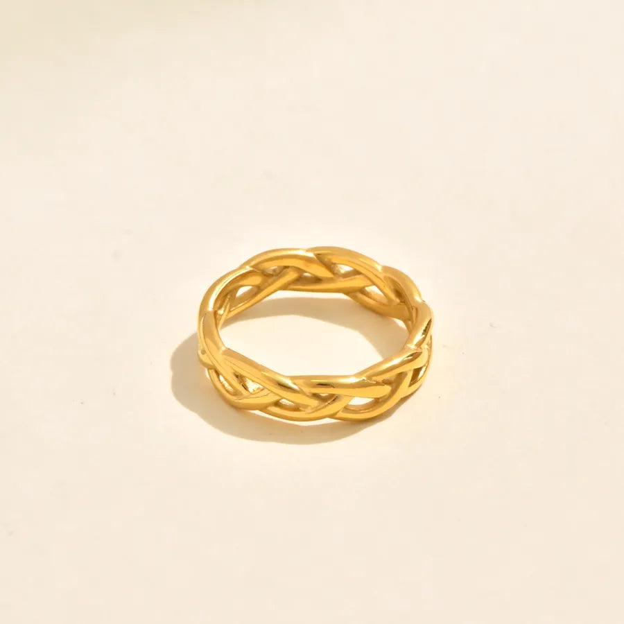 18K Gold Plated Twisted Braid Zircon Ring Gold 3