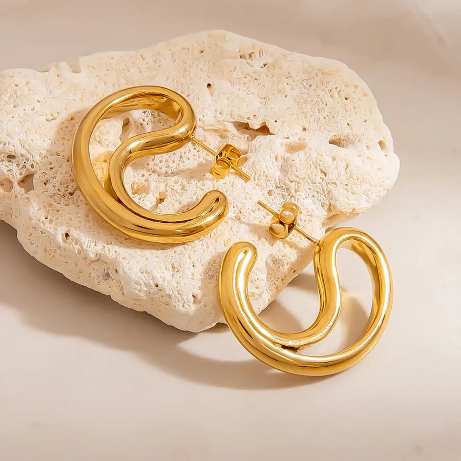 18K Gold Plated Waterdrop Stainless Steel Earrings