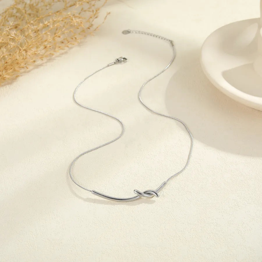 18K Gold Twisted Pendant Stainless Steel Necklace