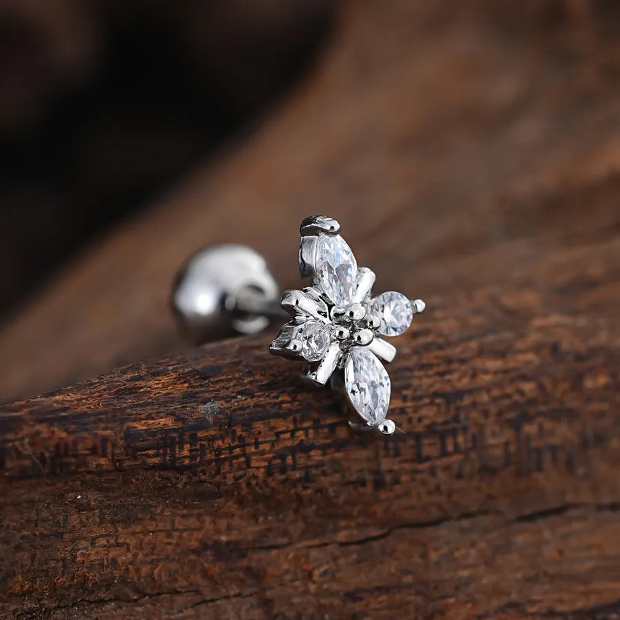 Stainless Steel Zirconia Stud Earrings 3441 Silver Ear Studs