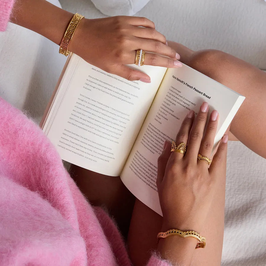 18K Gold Plated Lace Stainless Steel Bangle