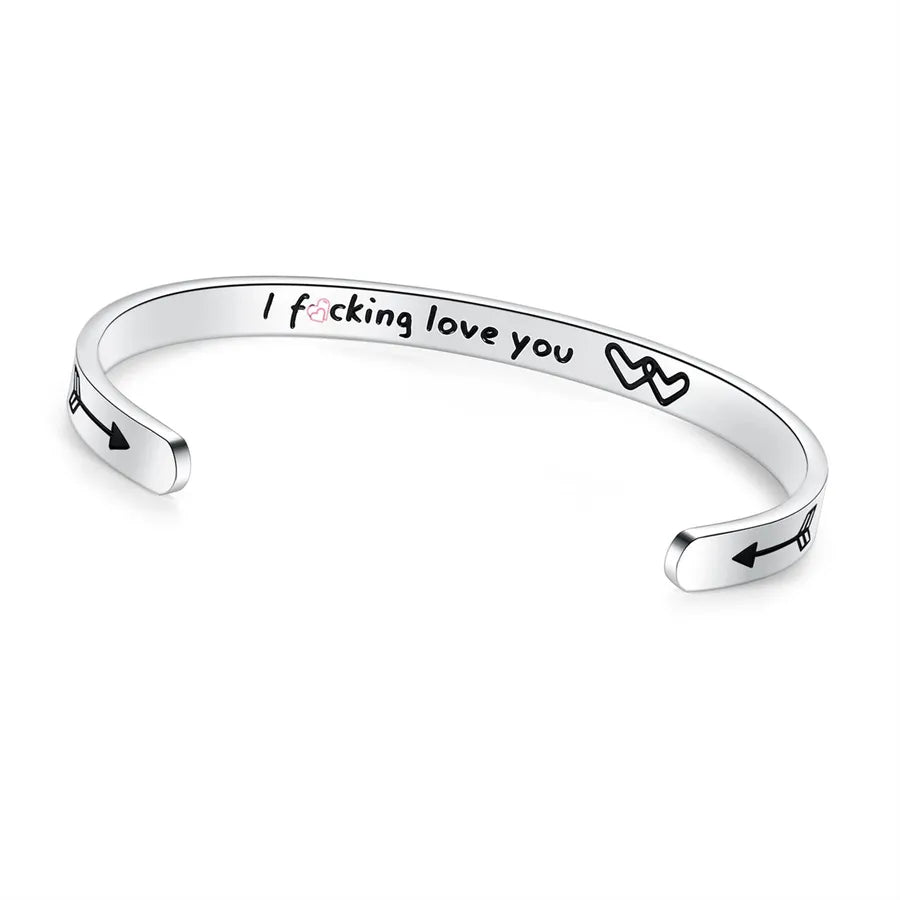 Retro Heart Stainless Steel Bangle 45- I Love You
