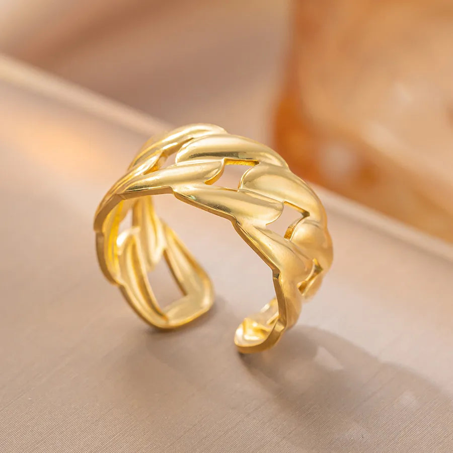 Geometric Titanium Steel Couple Ring K57 Gold Ring Adjustable