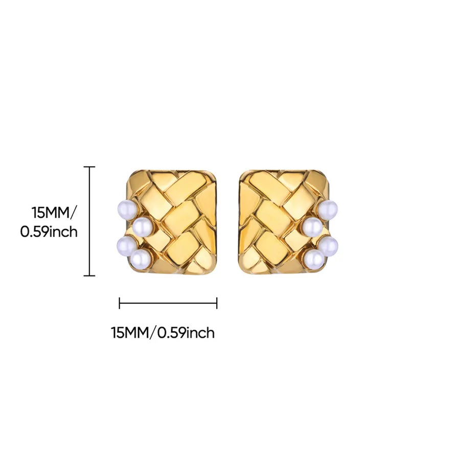 18K Gold Plated Pearl Geometric Hoop Earrings 11