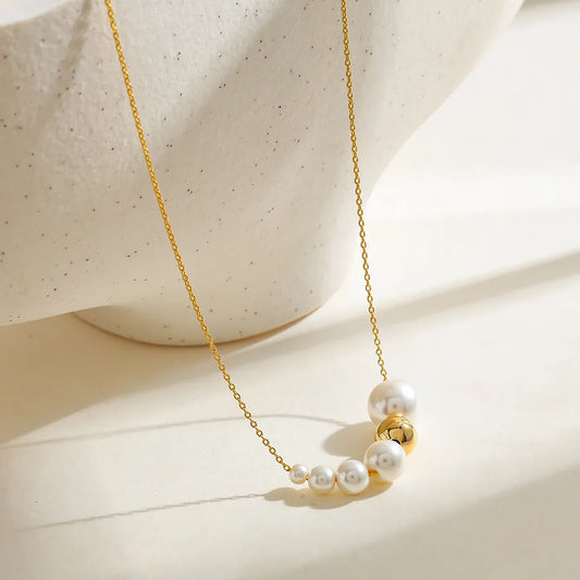 Elegant Gold-Plated Pearl Chain Necklace