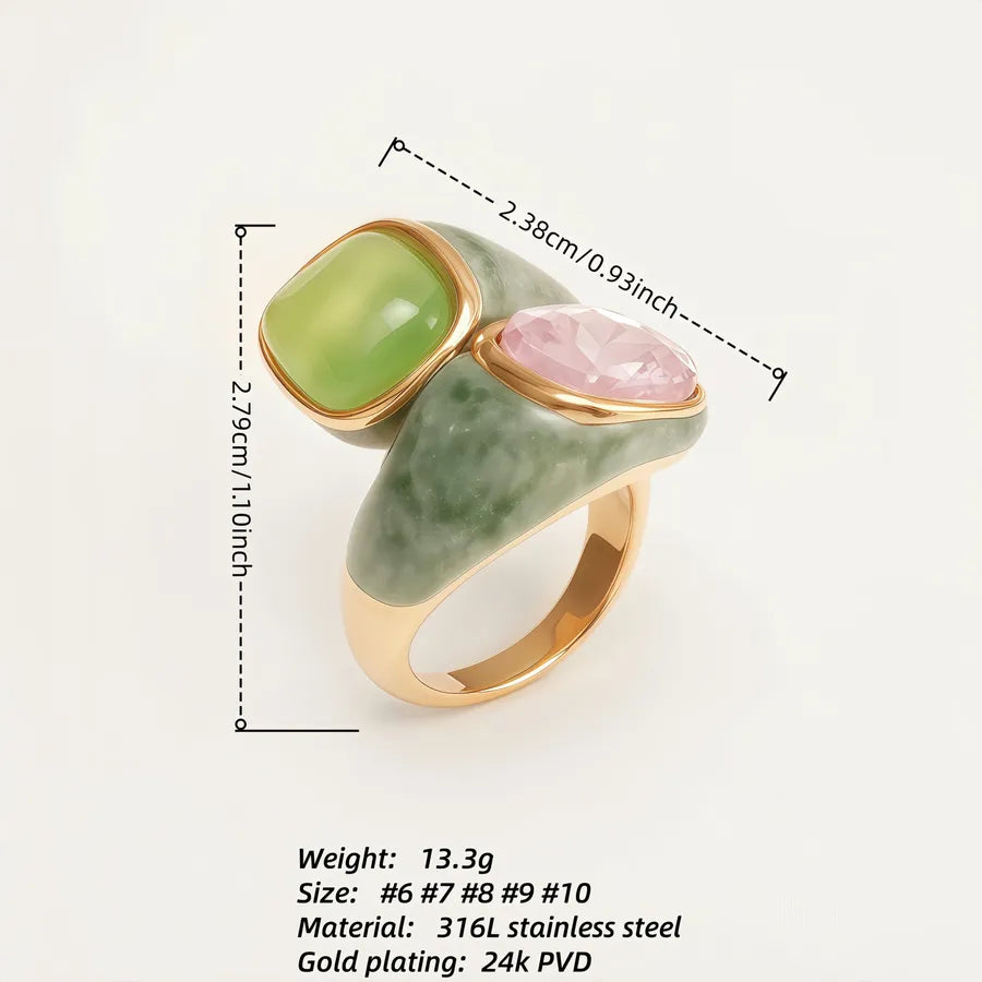 Heart-Shaped Stainless Steel Cat Eye Ring