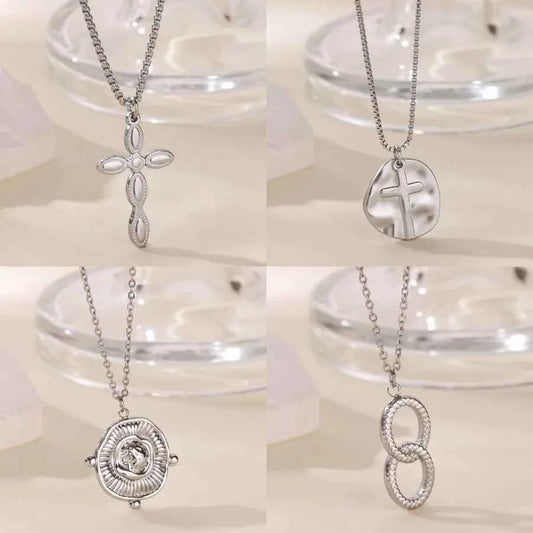 18K Gold Geometric Cross Necklace for Women