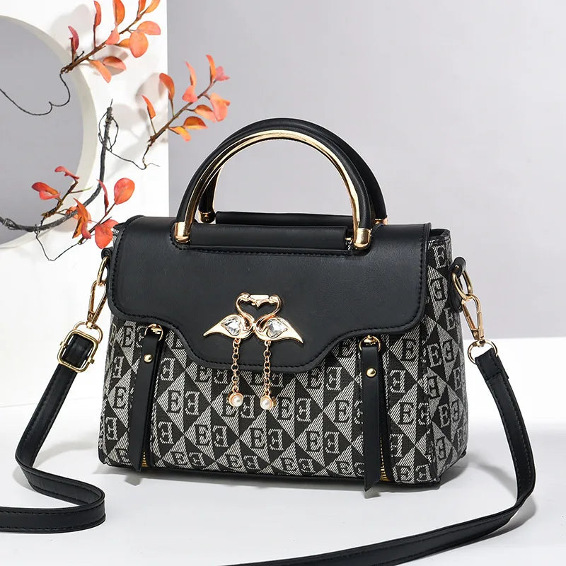 Multicolor Square Crossbody Shoulder Bag Black
