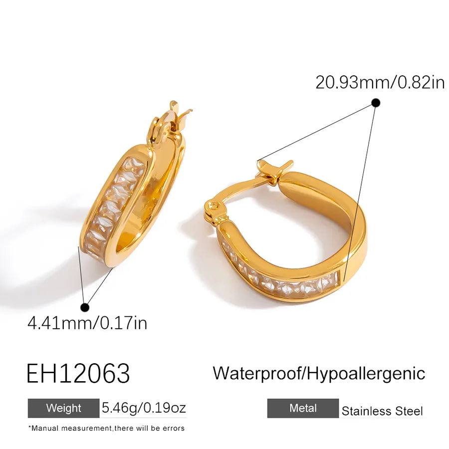 18K Gold Plated Stainless Steel Hoop Earrings EH12063