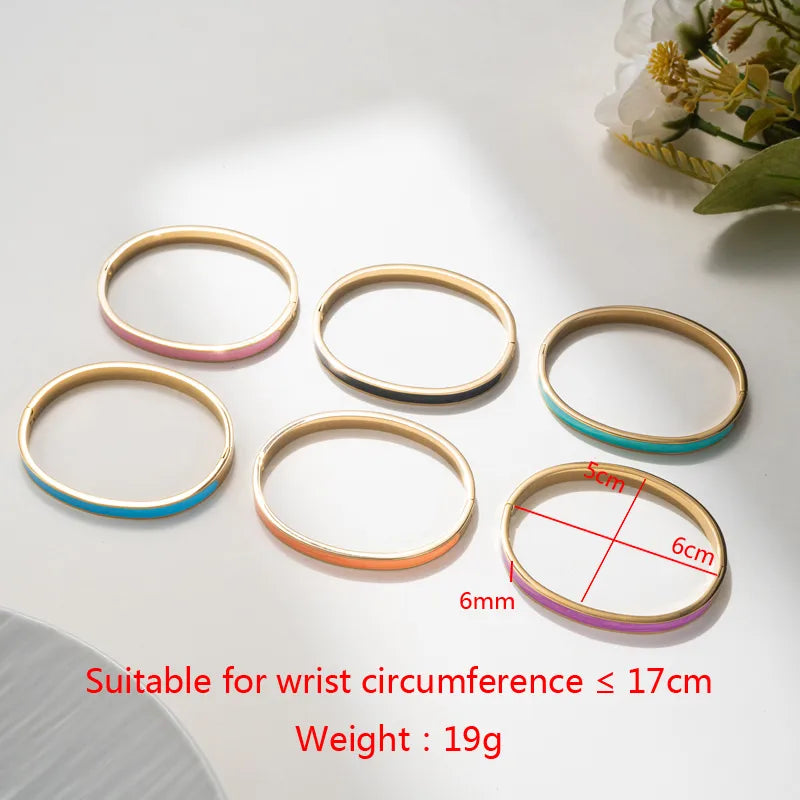 Gold Plated Zircon Enamel Stainless Steel Bracelet