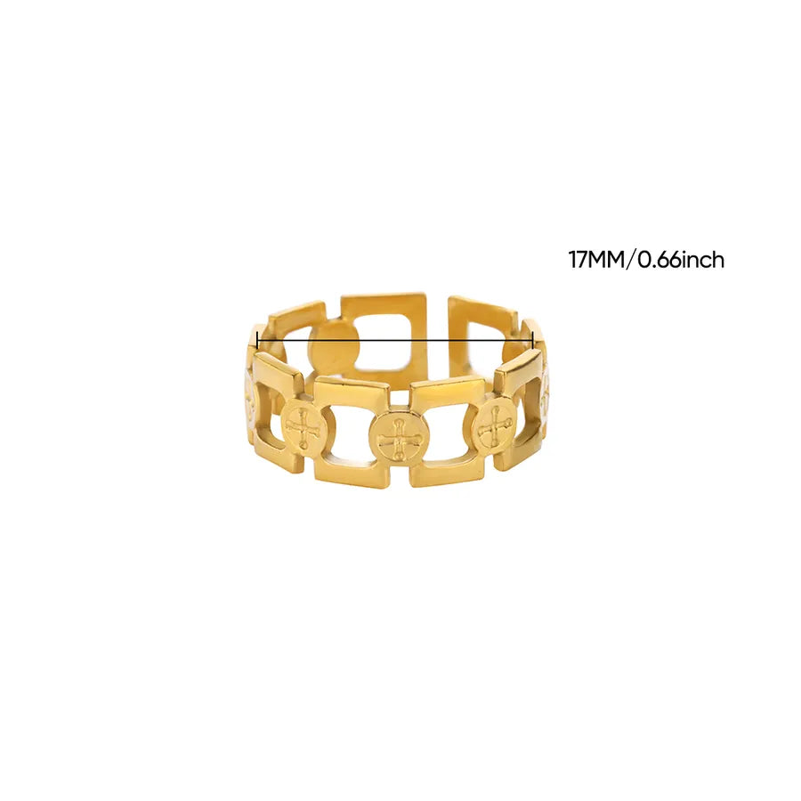 18K Gold Plated Cross & Heart Open Ring 4