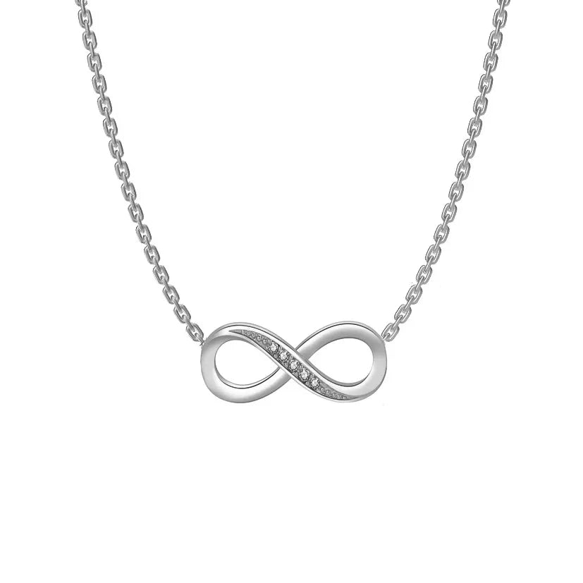 Titanium Infinity Necklace with Zircon N0075S Steel Color 4 Pieces