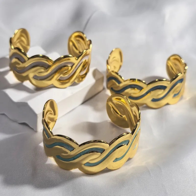 Gold Wave Stainless Steel Bangle