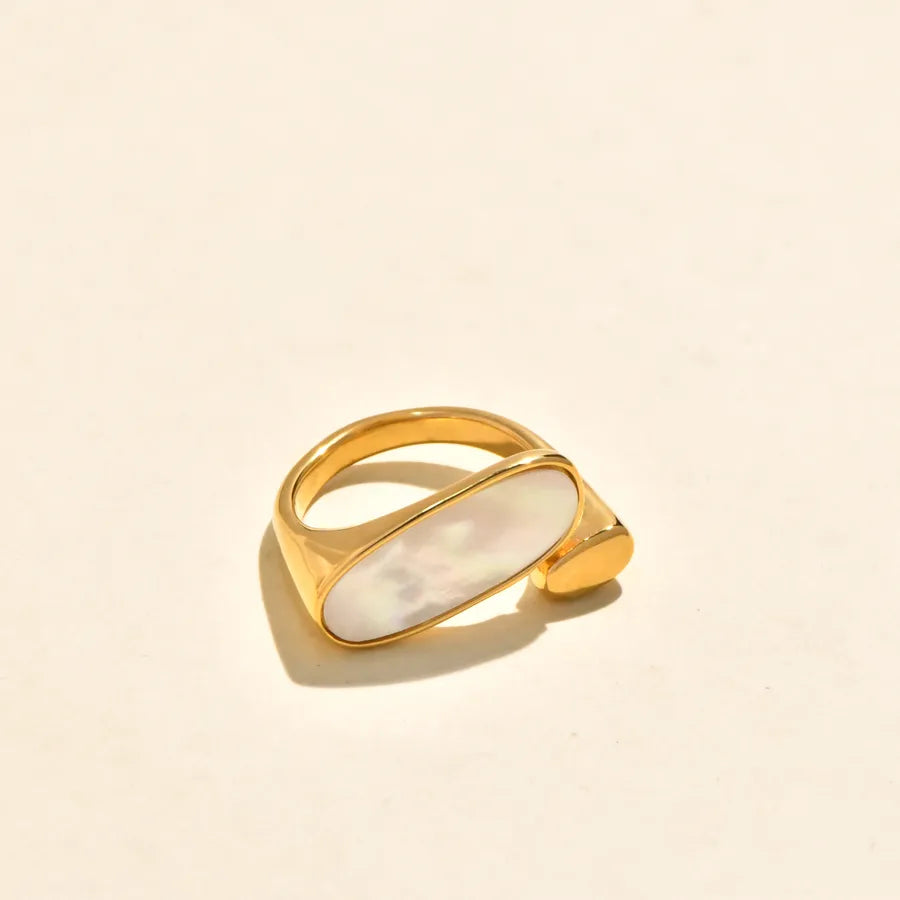 Gold Plated Geometric Shell Leaf Ring