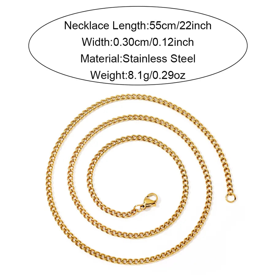 18K Gold Plated Geometric Stainless Steel Chain Gold S02