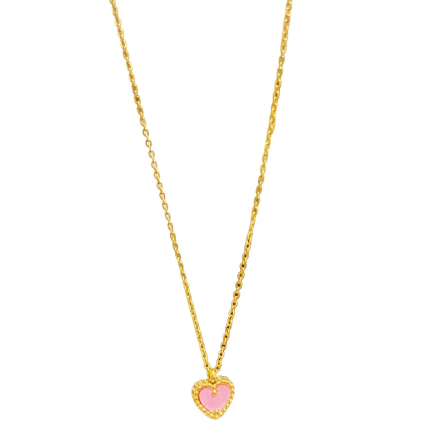 Pink Mini Heart Pendant Necklace for Women