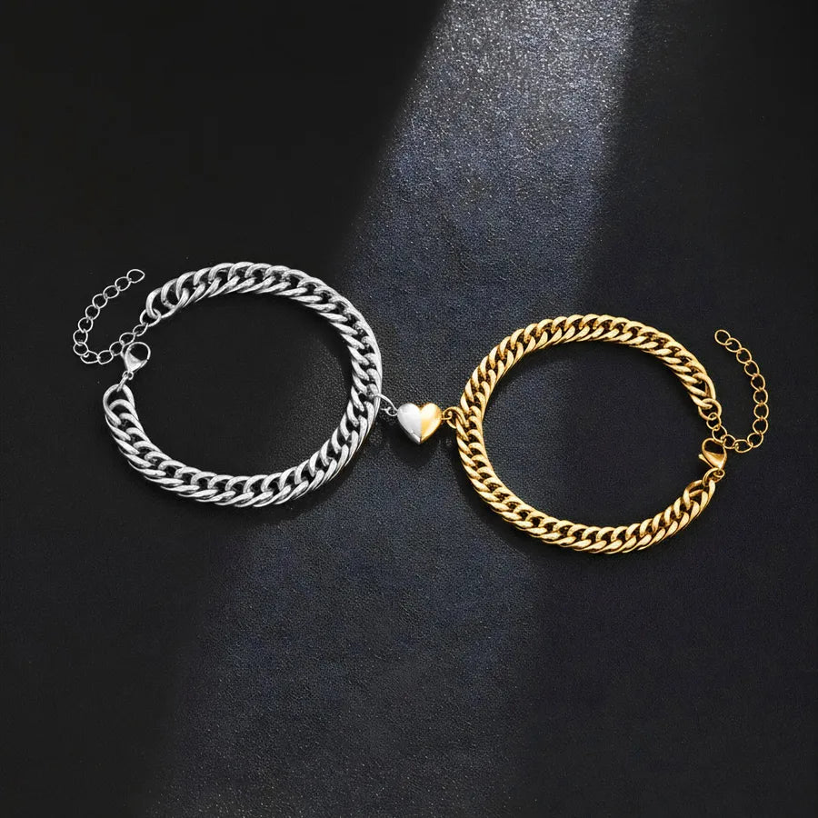 Magnetic Heart Couple Bracelet – 18K Gold Plated