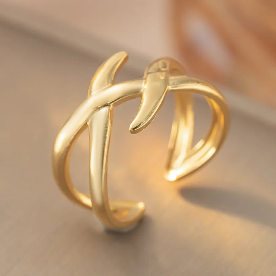 Geometric Titanium Steel Open Ring K359 Gold Ring Adjustable