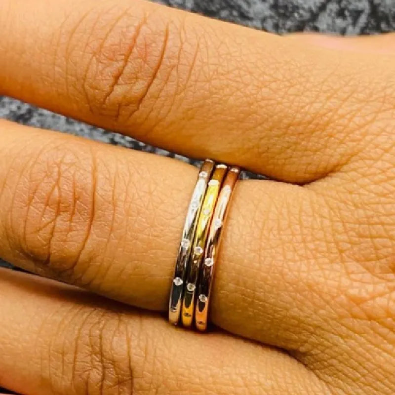 18K Gold Titanium Steel Geometric Ring