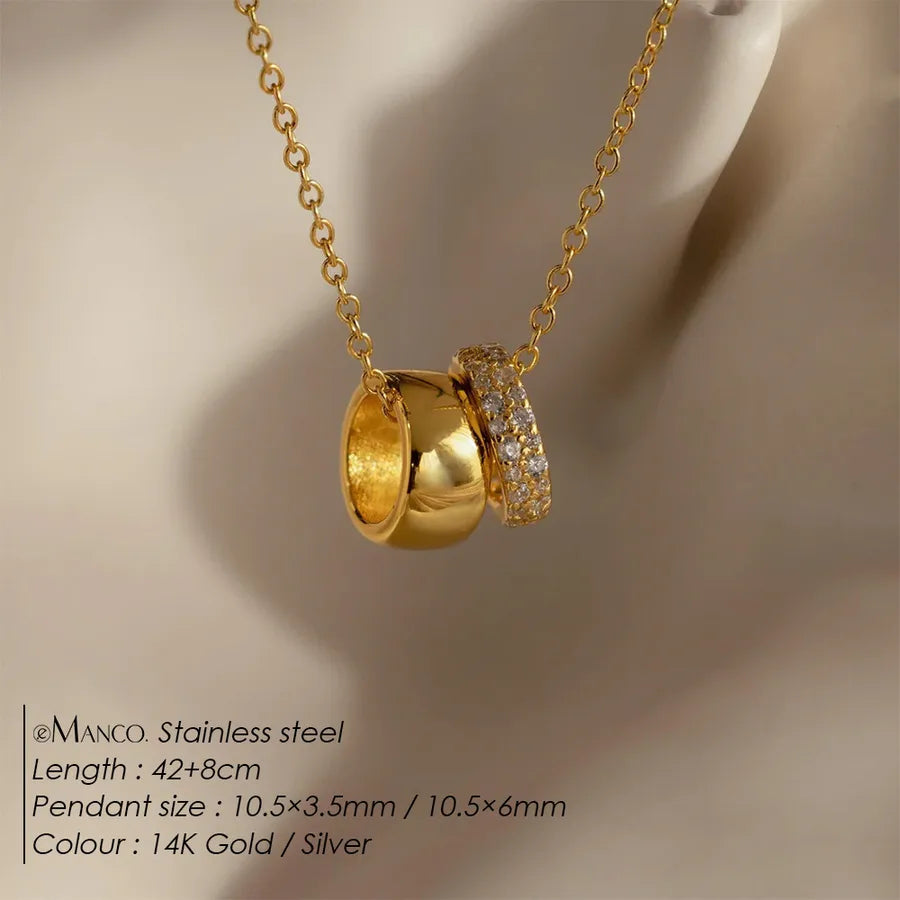 Stainless Steel Geometric Double Pendant Necklace