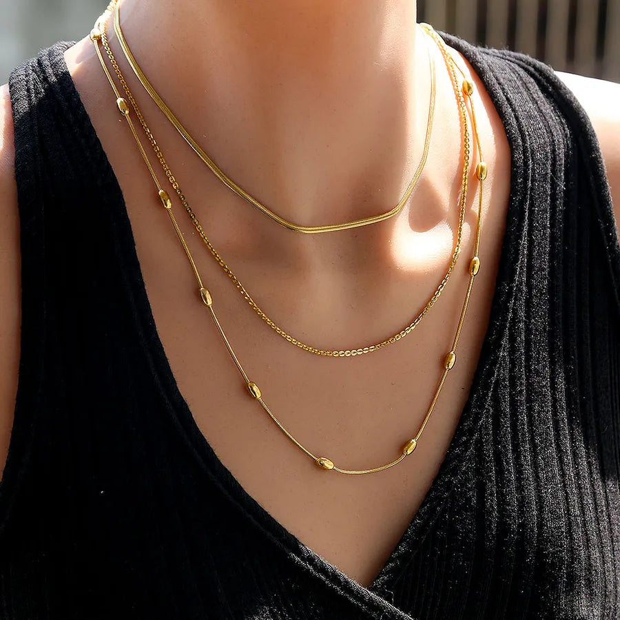 Stainless Steel Layered Snake Chain Necklace