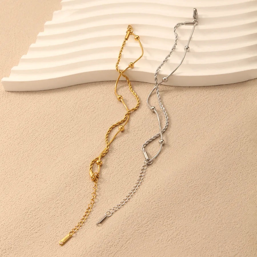 18K Gold Plated Double-Layer Steel Bead Bracelet