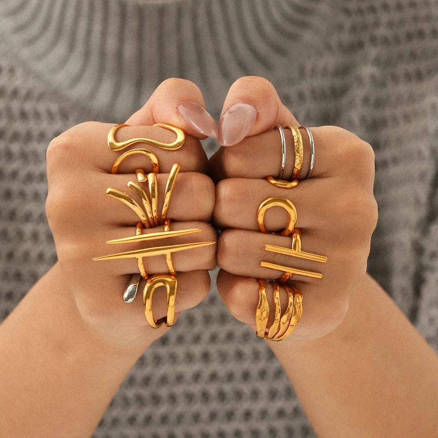 18K Gold PVD Coated Irregular Open Ring