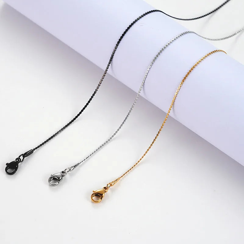 Titanium Steel Flat S Chain Necklace – 10 Pack