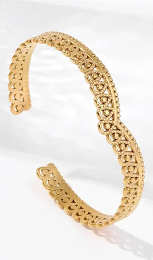 Unisex Titanium Steel Wide Cuff Bracelet WSZ021-2 Adjustable Opening