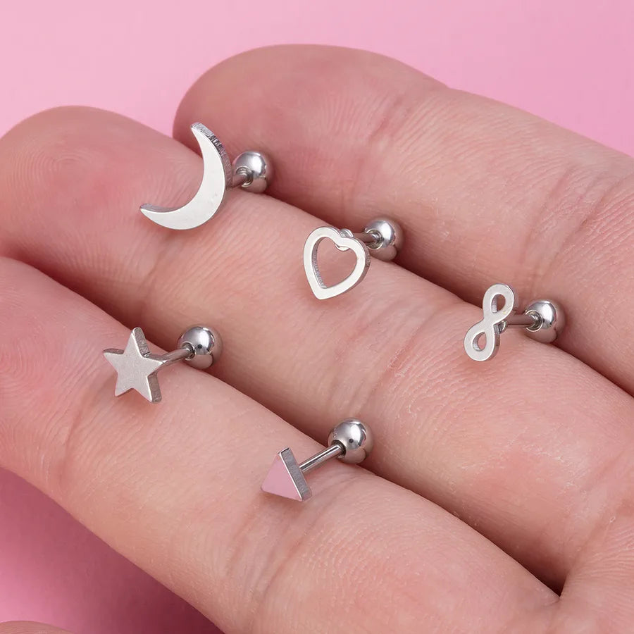 Silver Geometric Zircon Tooth Earrings Set Set 1