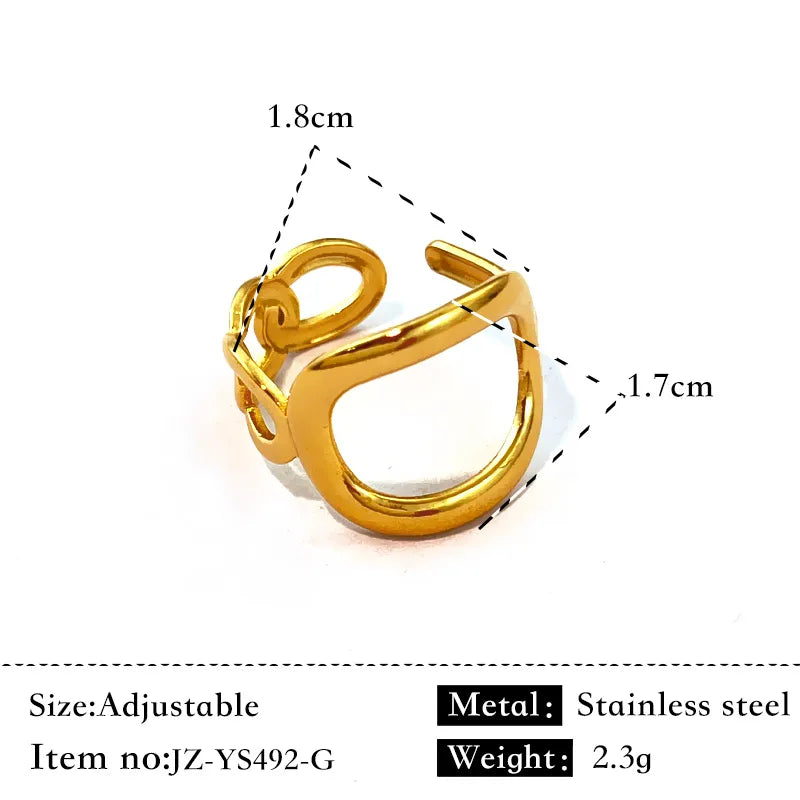 Unisex Geometric Titanium Steel Gold Ring Gold JZ-Ys492-G