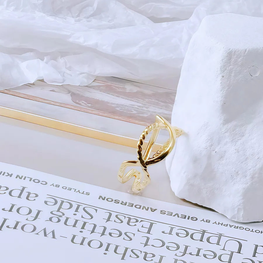 Gold Bamboo Titanium Steel Open Ring Adjustable Opening Golden Hydraulic J81