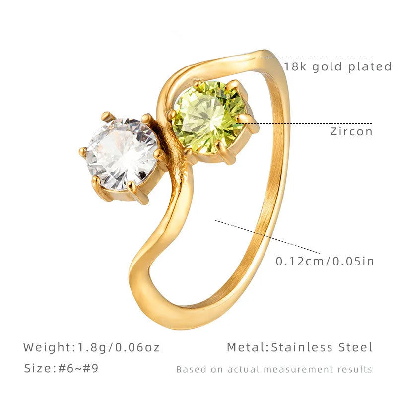 Gold Geometric Zirconia Stackable Ring Golden No. 6