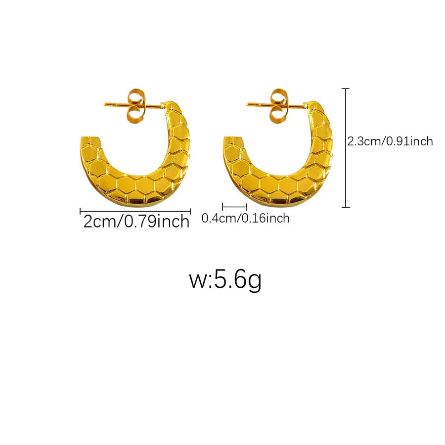Elegant Gold Titanium Steel Hoop Earrings Gold Earrings 105