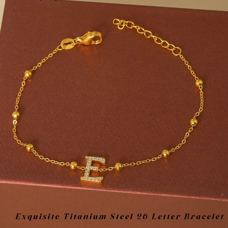 Elegant Letter Bracelet in 304 Stainless Steel Gold Letter [E] Bracelet B0021EG