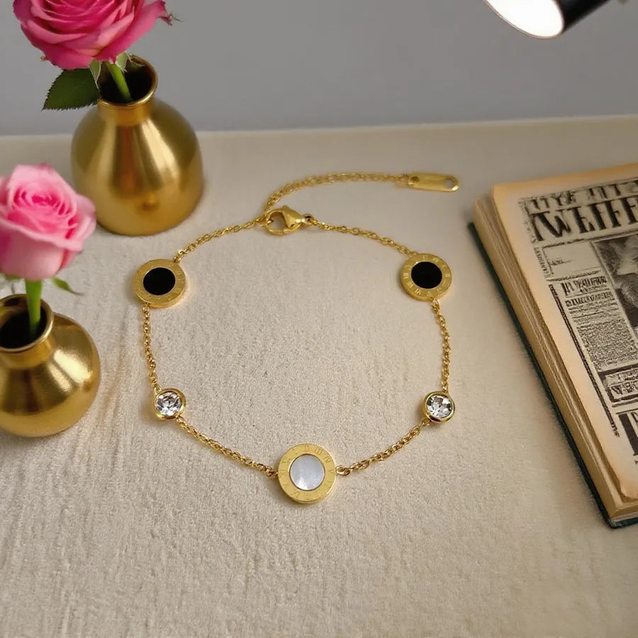 Roman Style Black & White Titanium Steel Bracelet