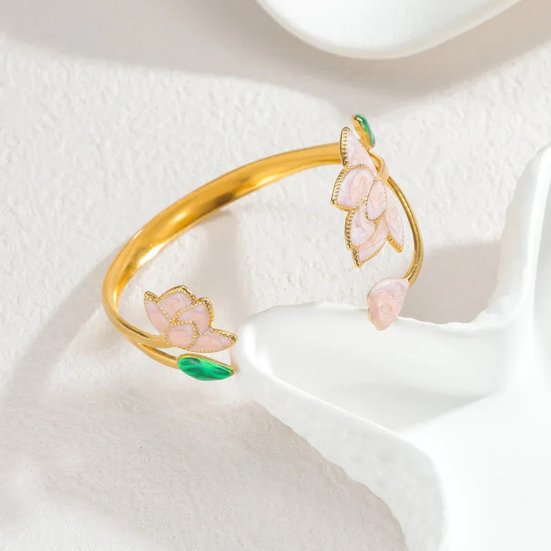 18K Gold Plated Lotus Flower Bracelet