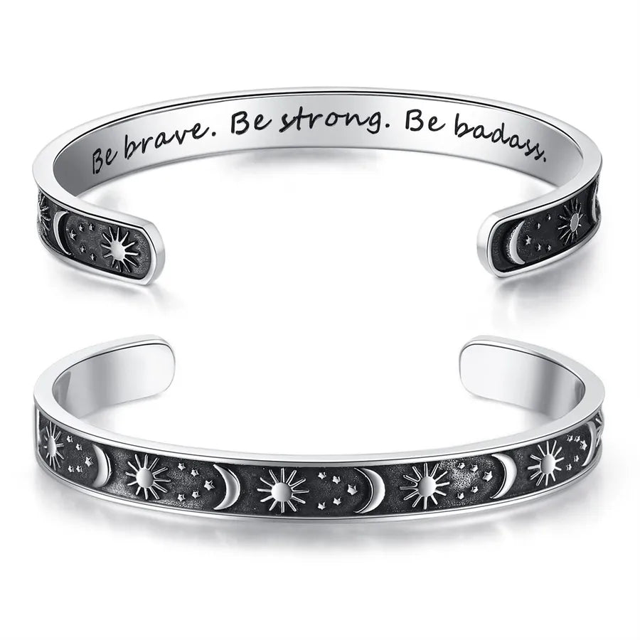Retro Heart Stainless Steel Bangle 66-Sun & Moon - Be Brave Be S