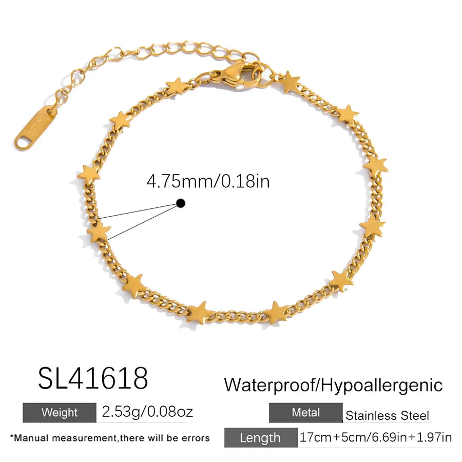 18K Gold Plated Heart & Flower Bracelet