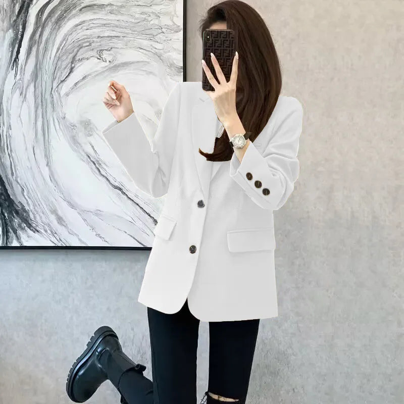 Women's Khaki Mid-Length Blazer White