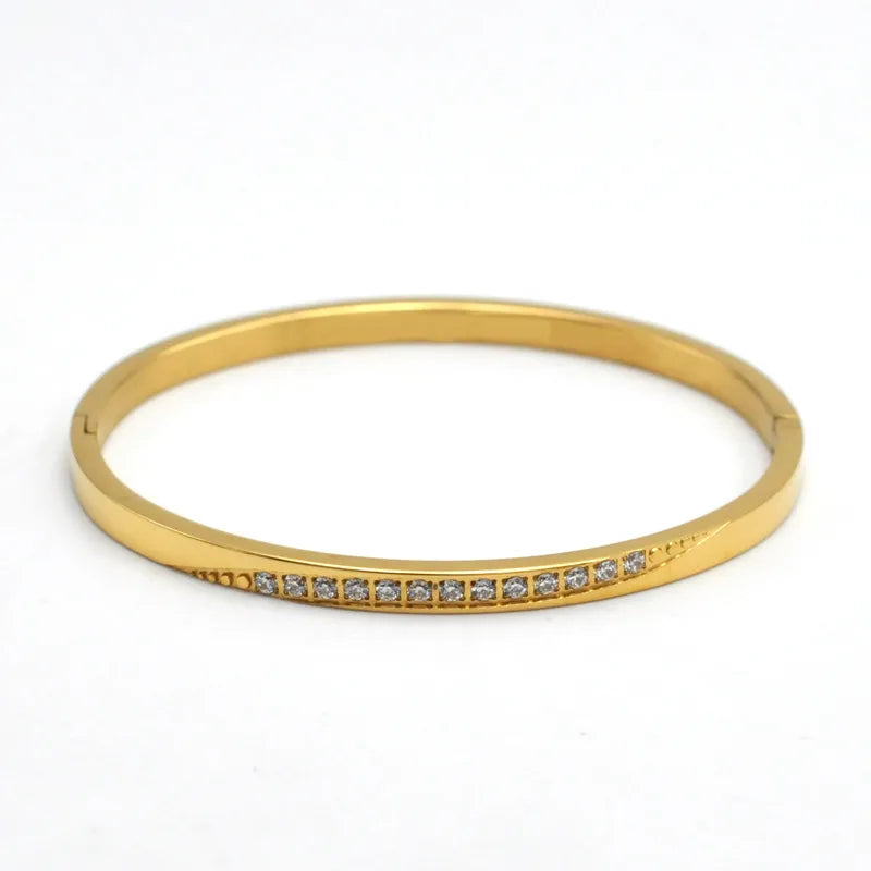 Gold Diagonal Titanium Steel Bracelet for Women