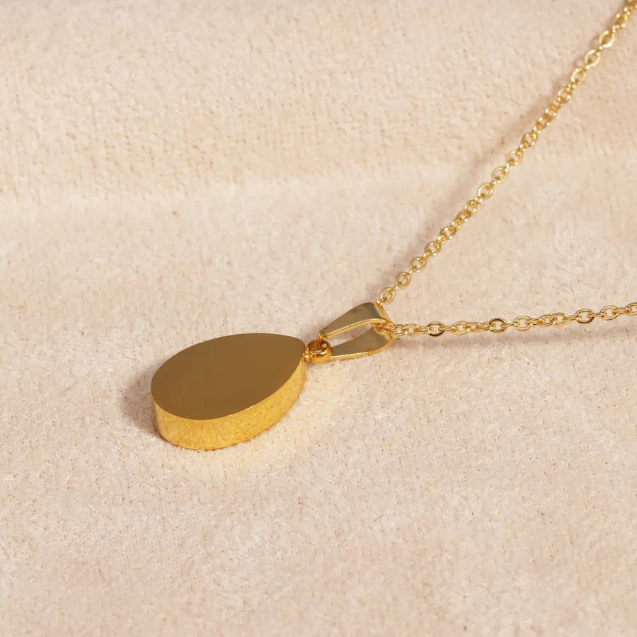 Gold Waterdrop Rose Pendant Necklace
